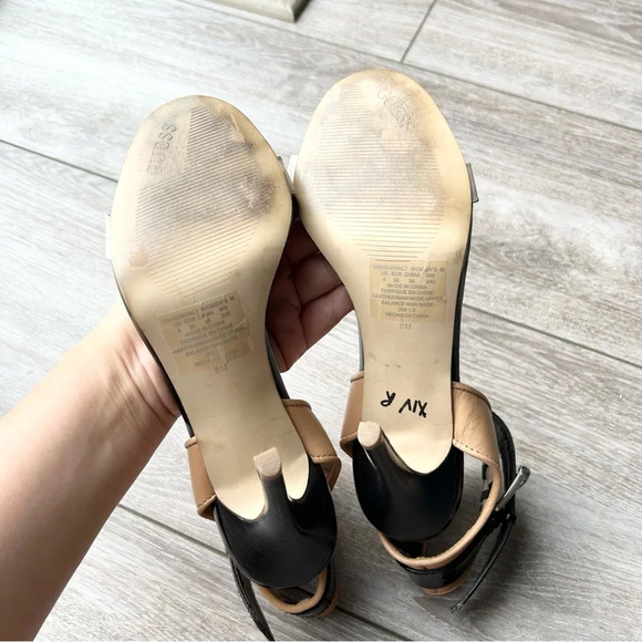 Guess Black Tan Ankle Strappy Heeled Sandals - Picture 10 of 12